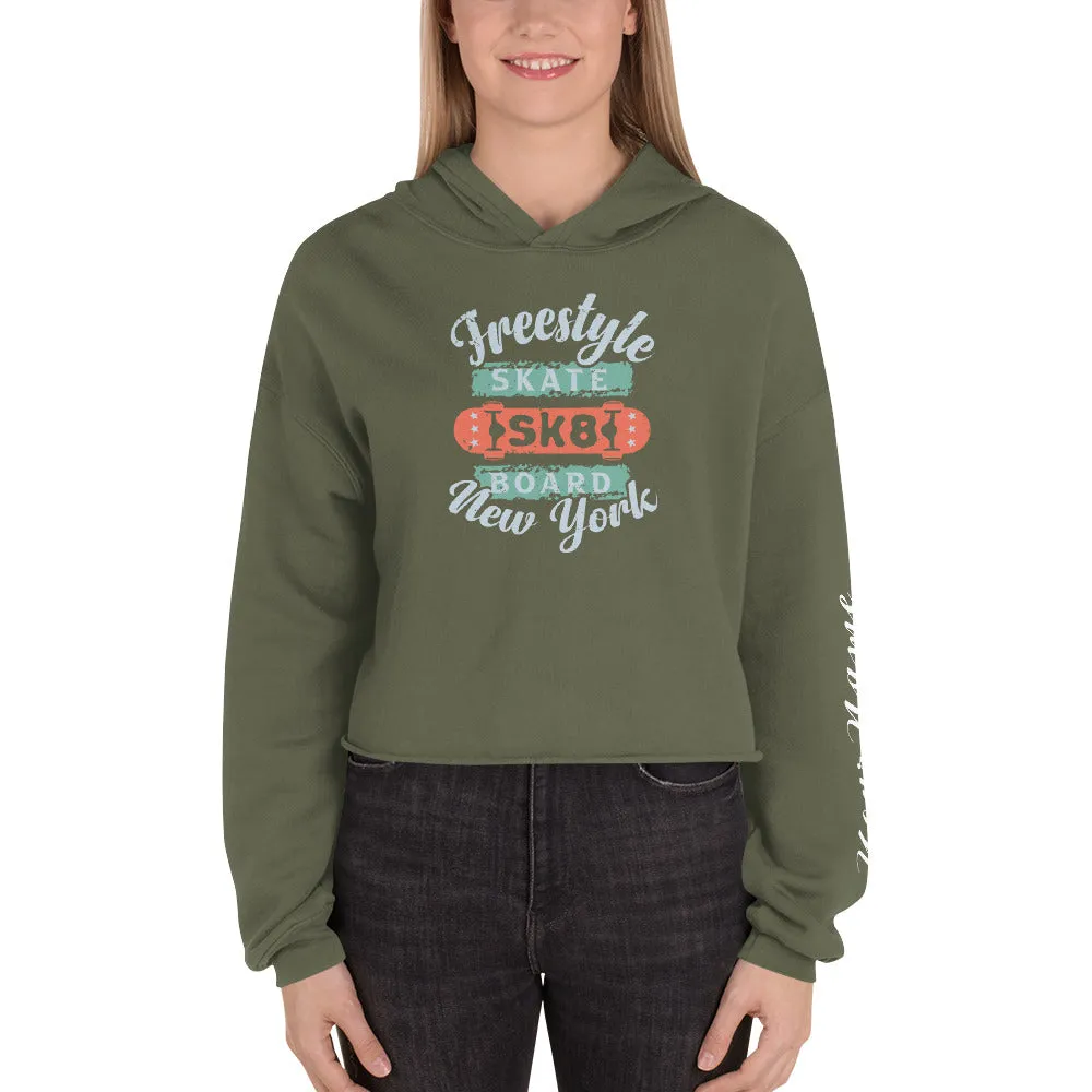 Freestyle Skateboard Personalised Crop Hoodie
