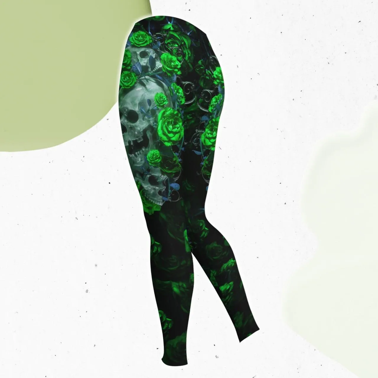 Green Rose Skull Gothic Artwork Combo Hoodie and Leggings