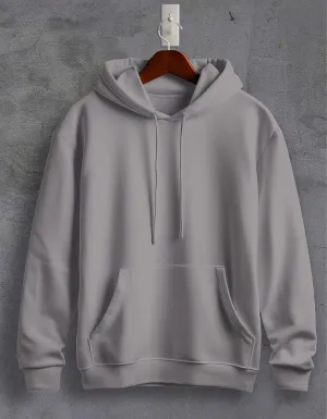 Grey Mélange Plain Unisex Hoodie For Men/Women
