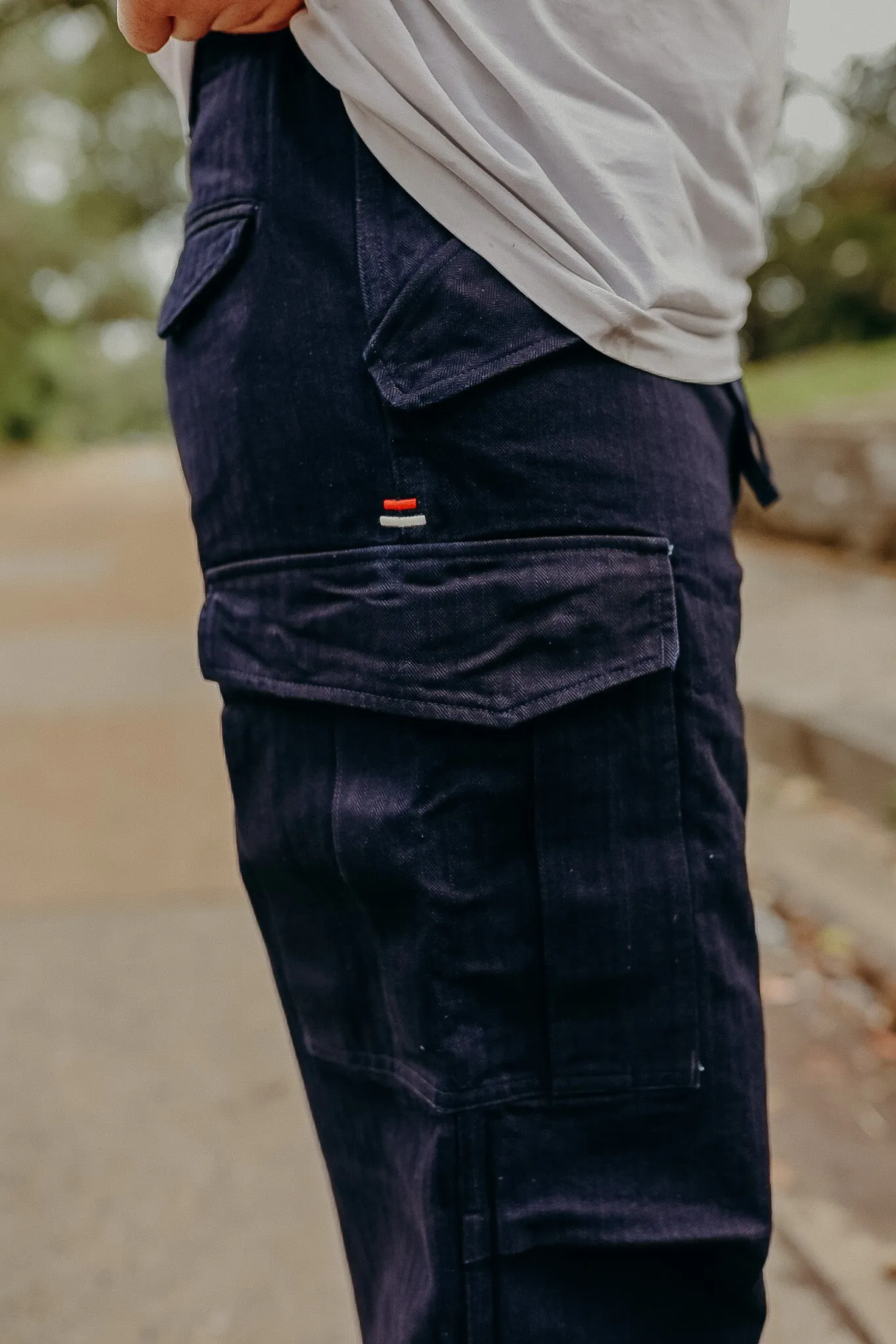 HERRINGBONE M-65 PANTS-INDIGO