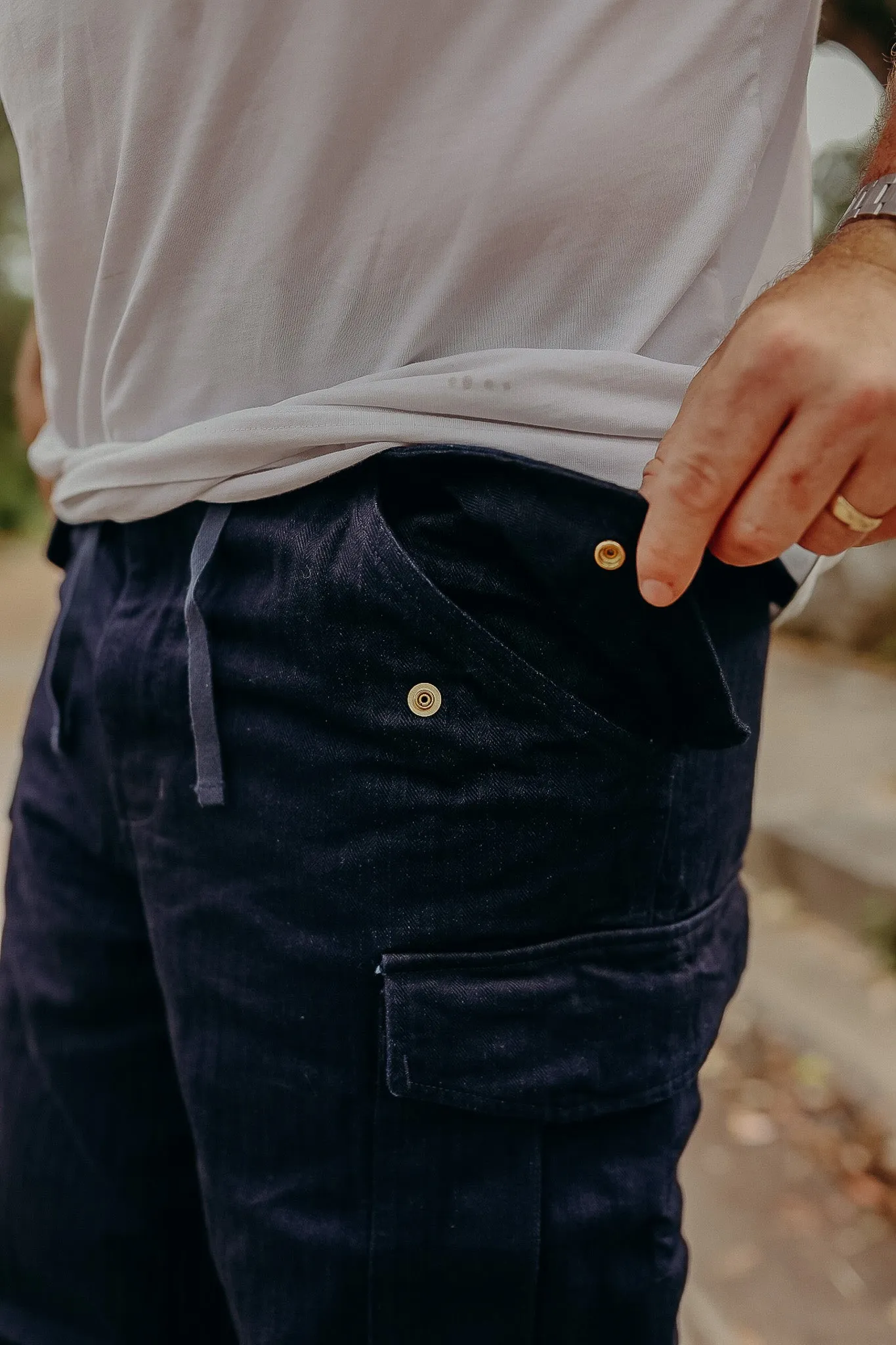 HERRINGBONE M-65 PANTS-INDIGO