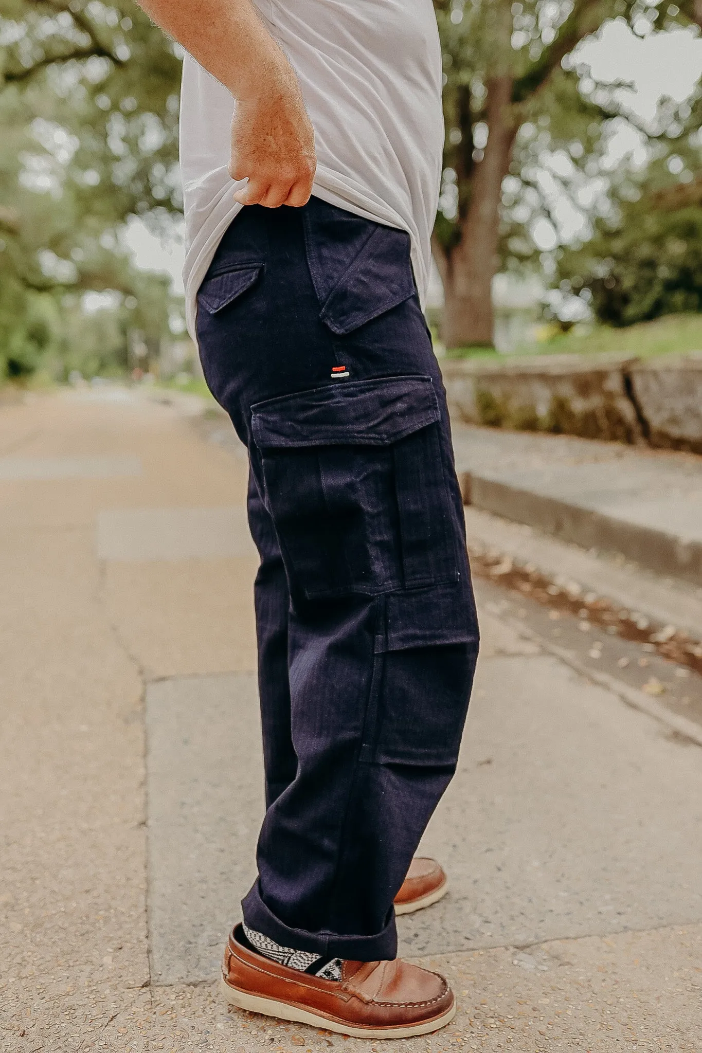 HERRINGBONE M-65 PANTS-INDIGO