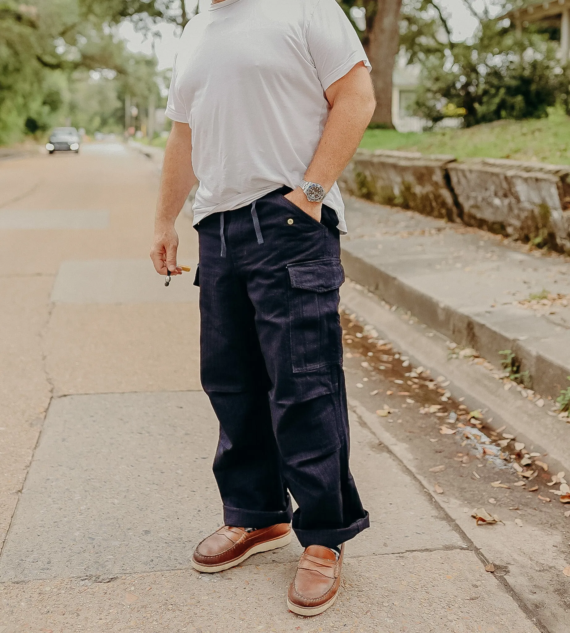 HERRINGBONE M-65 PANTS-INDIGO