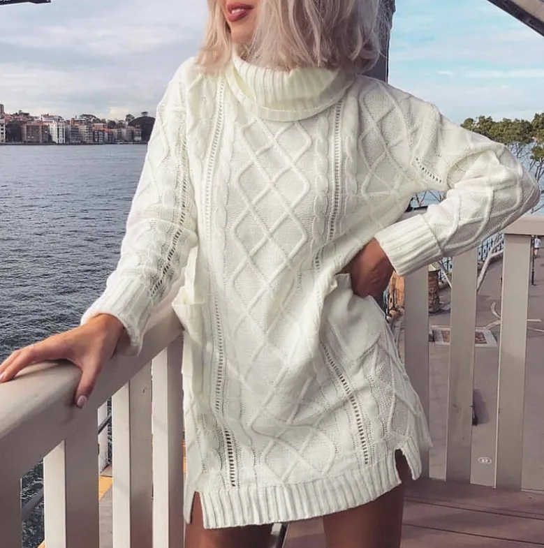 High-Necked Wool Sweater