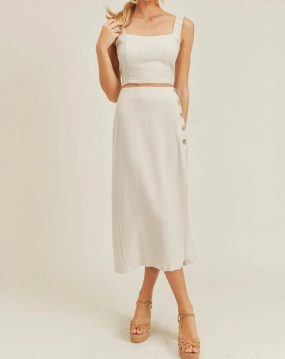 Leighton Linen Midi Skirt