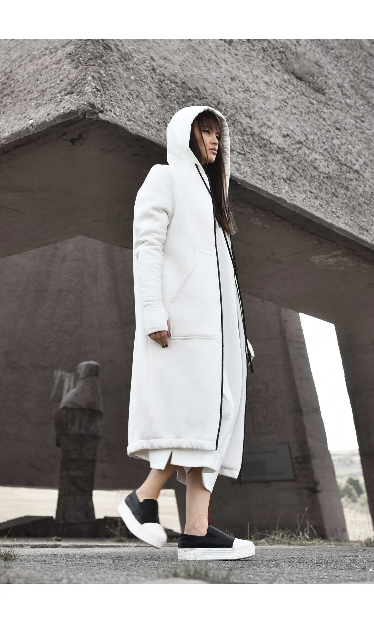 Long Zipper Hoodie Coat