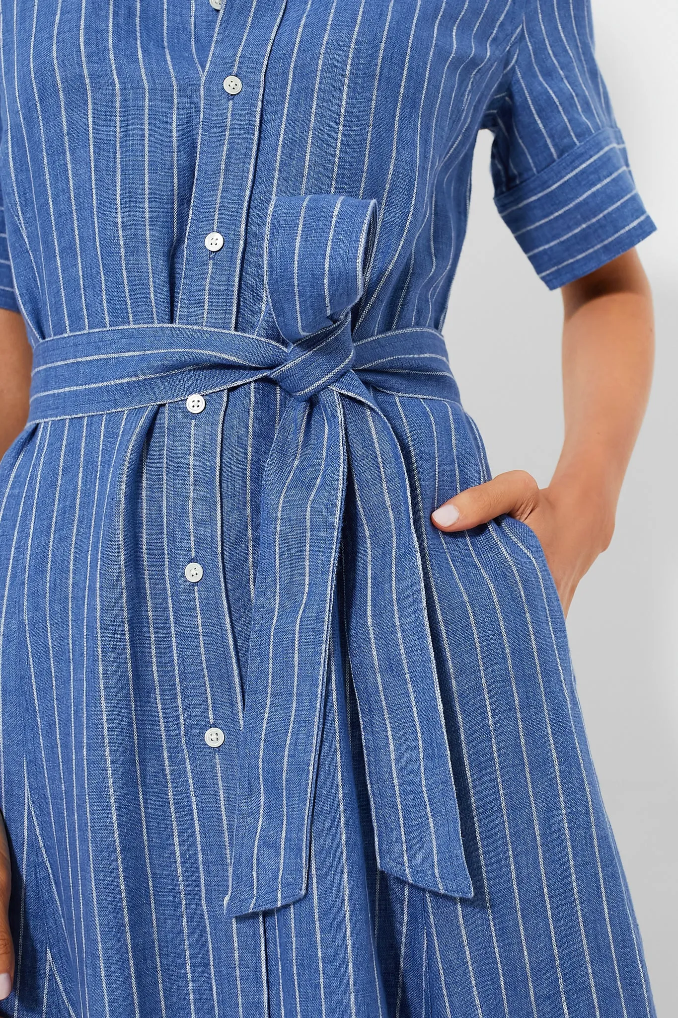 Medium Blue and White Shortsleeve Bea Dress