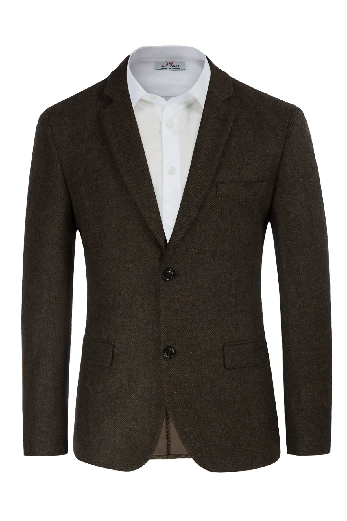Men Two Buttons Blazer Coat Long Sleeve Notch Lapel Wool Blends Casual Coat
