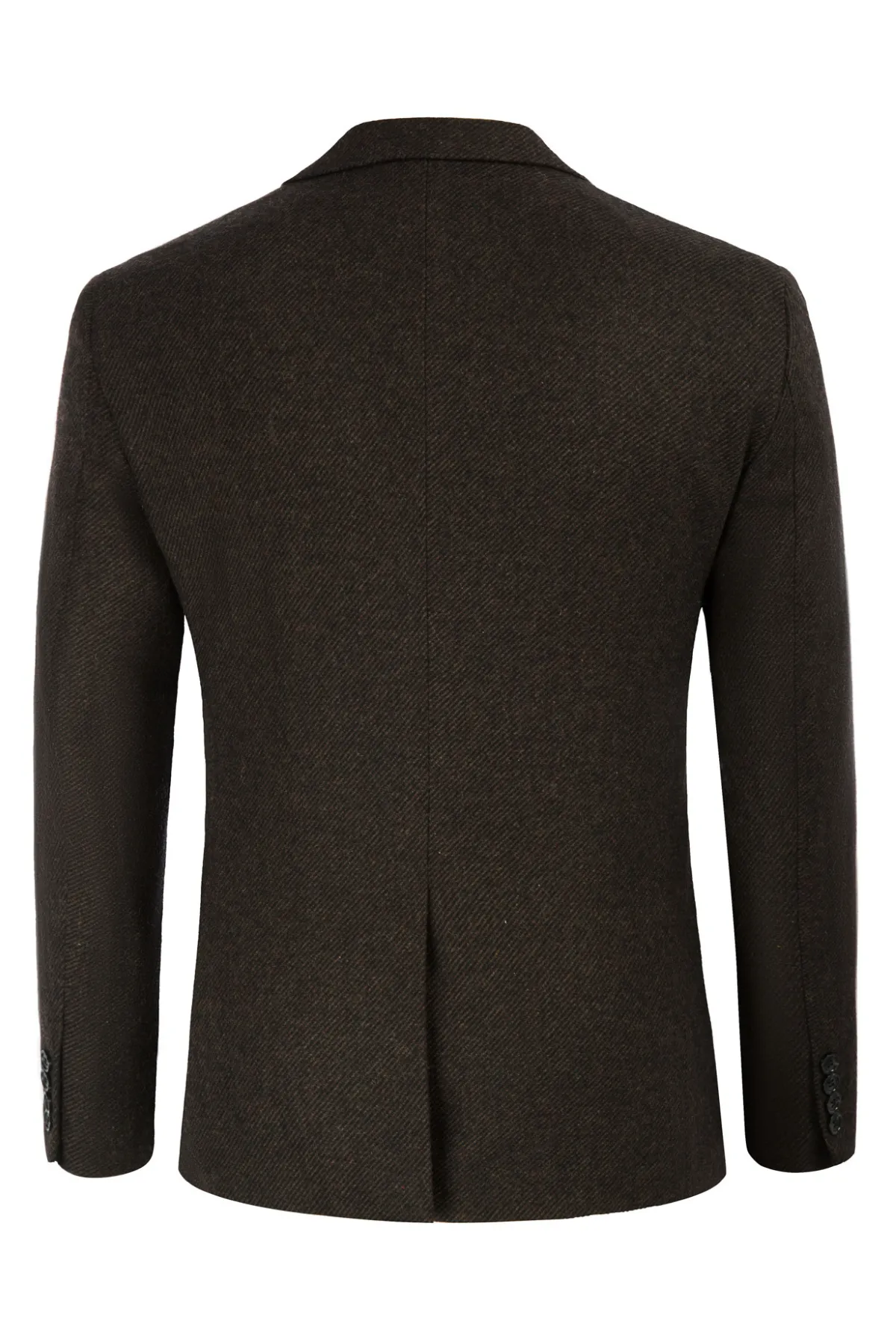 Men Two Buttons Blazer Coat Long Sleeve Notch Lapel Wool Blends Casual Coat
