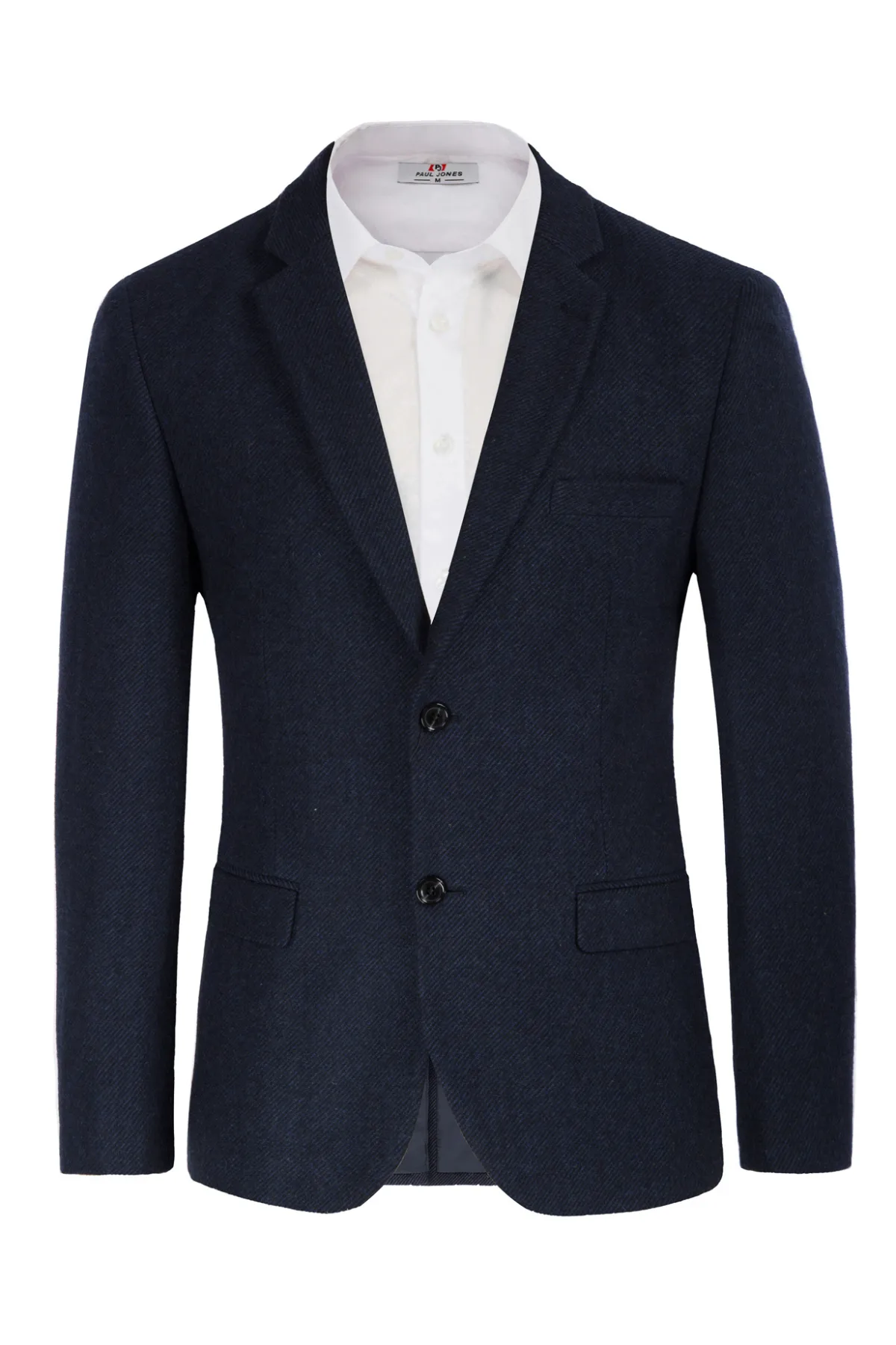 Men Two Buttons Blazer Coat Long Sleeve Notch Lapel Wool Blends Casual Coat
