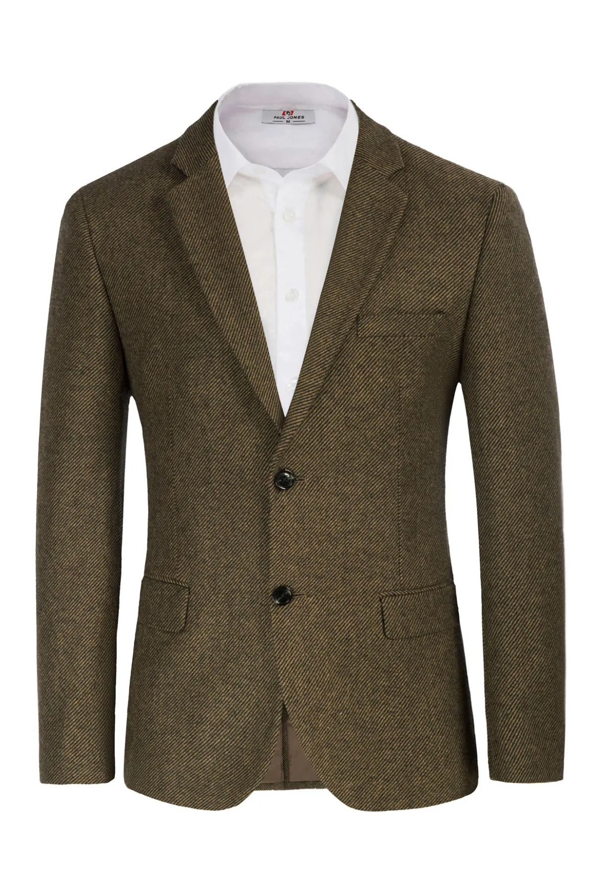 Men Two Buttons Blazer Coat Long Sleeve Notch Lapel Wool Blends Casual Coat