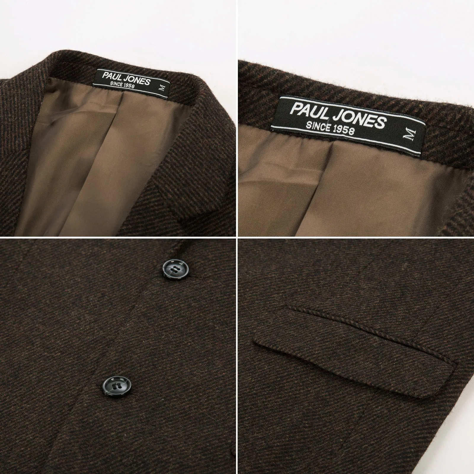 Men Two Buttons Blazer Coat Long Sleeve Notch Lapel Wool Blends Casual Coat