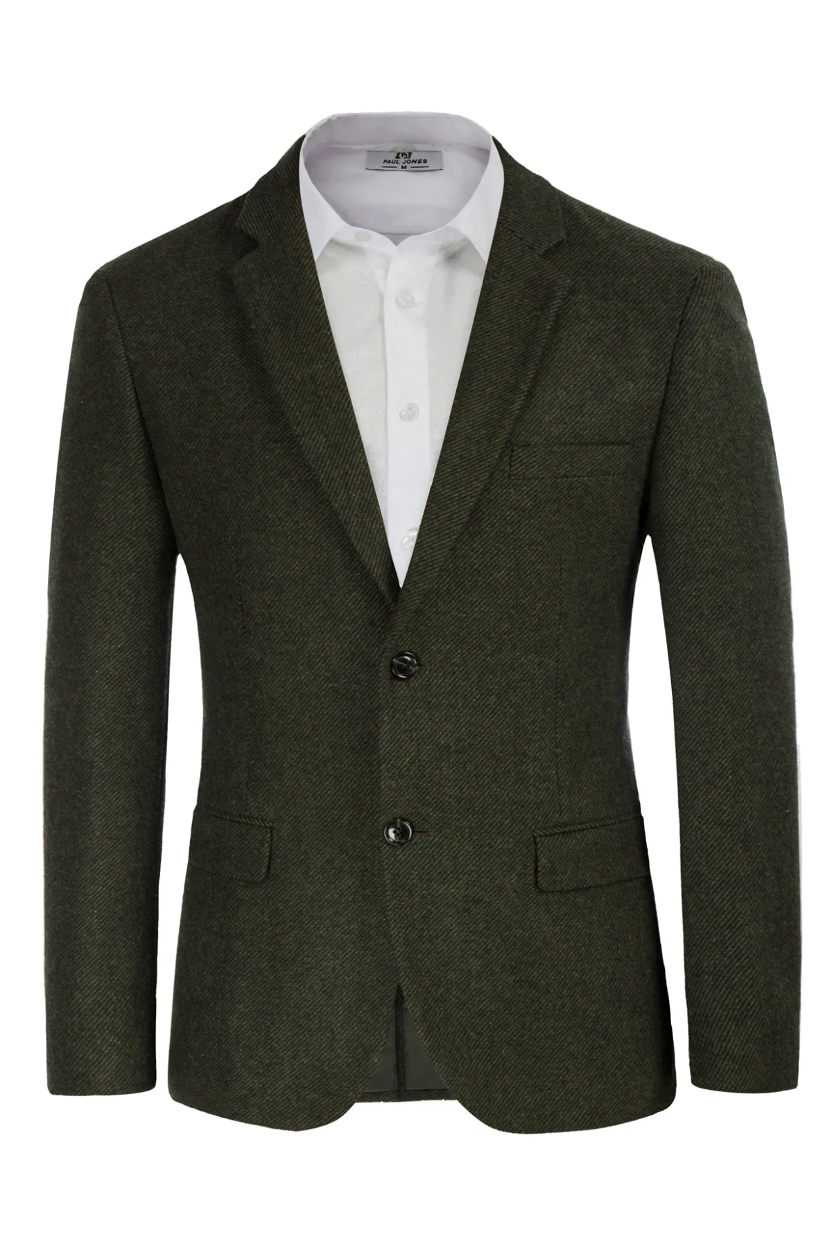 Men Two Buttons Blazer Coat Long Sleeve Notch Lapel Wool Blends Casual Coat