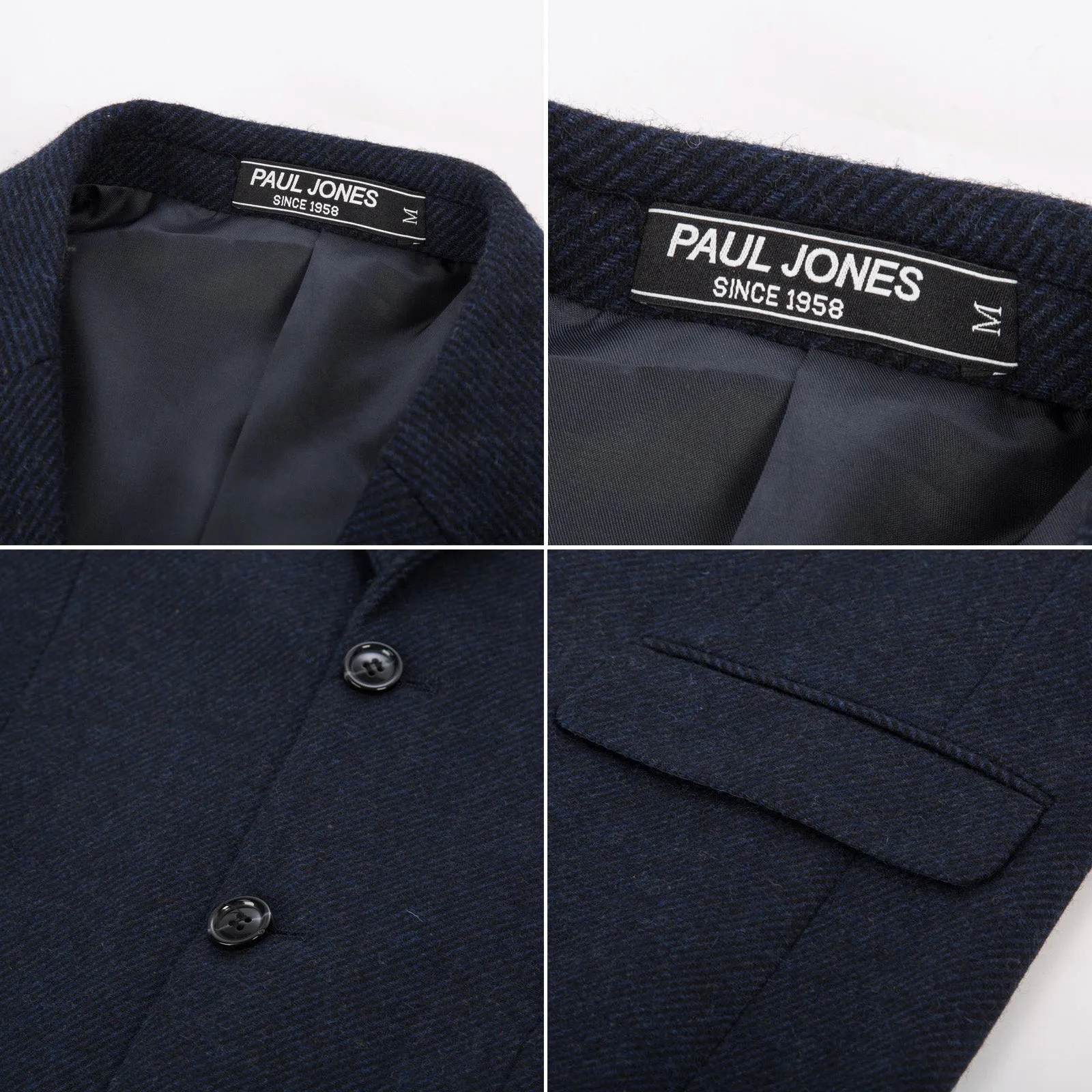 Men Two Buttons Blazer Coat Long Sleeve Notch Lapel Wool Blends Casual Coat