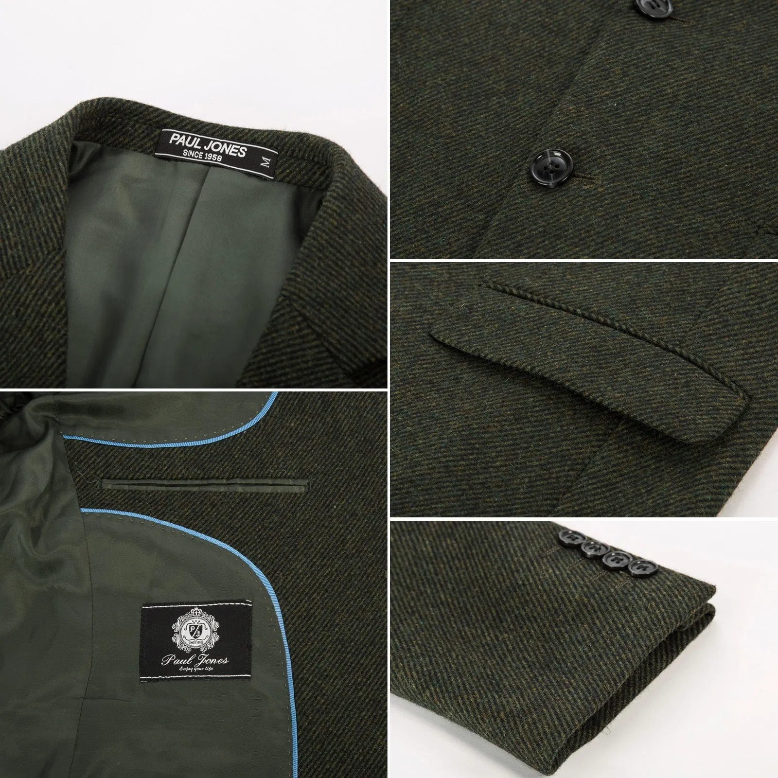 Men Two Buttons Blazer Coat Long Sleeve Notch Lapel Wool Blends Casual Coat