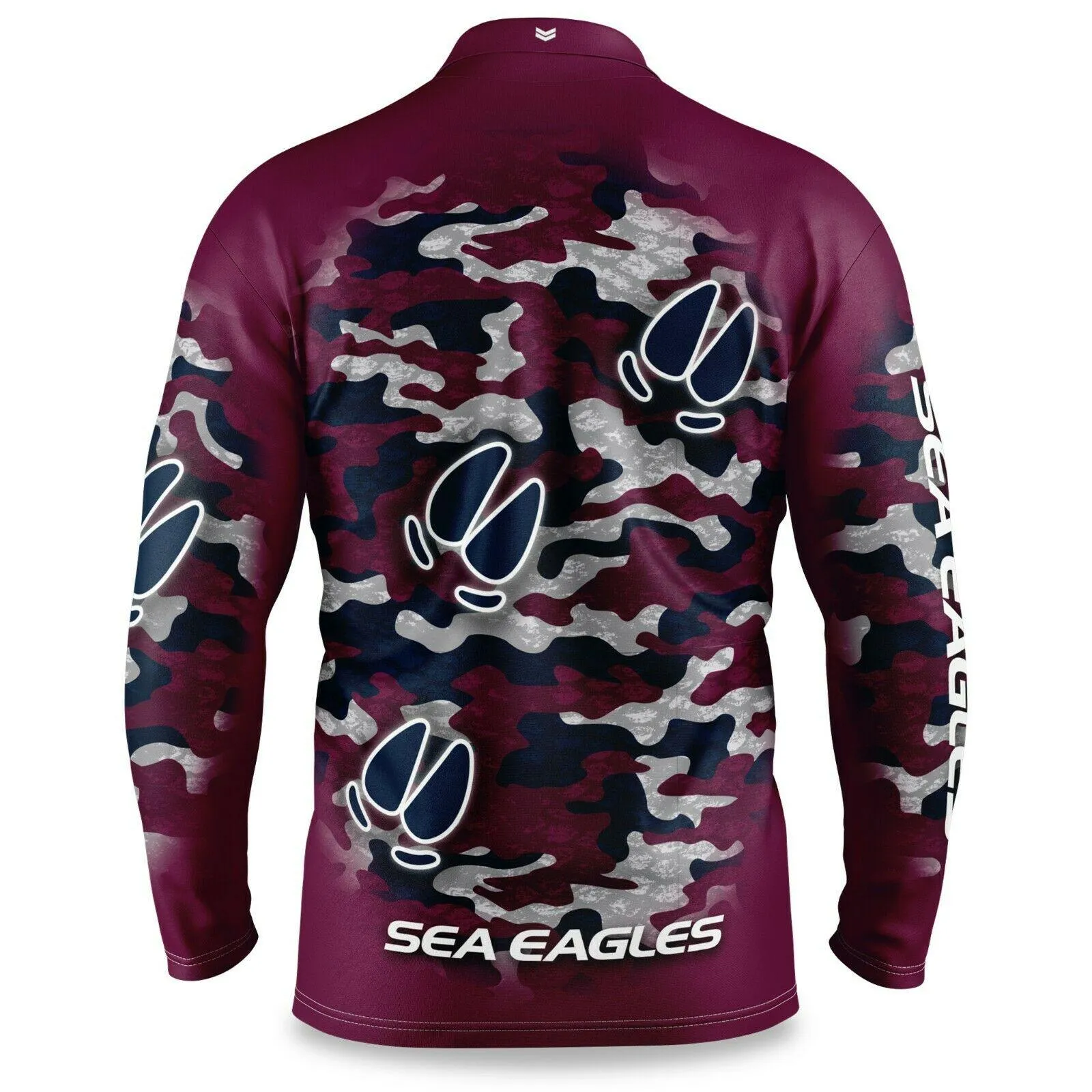 NRL 2021 Long Sleeve Outback Polo Tee Shirt - Manly Sea Eagles - Adult