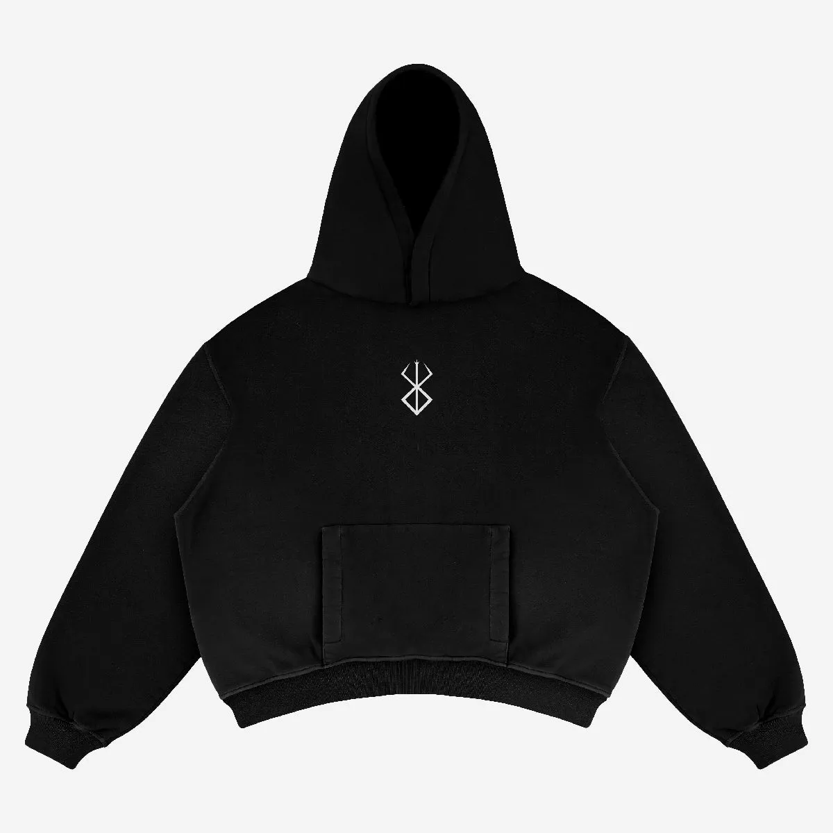 Official Berserk Manga Panel Hoodie - Guts Black Hoodie with Brand of Sacrifice Design - Premium 360 GSM Cotton