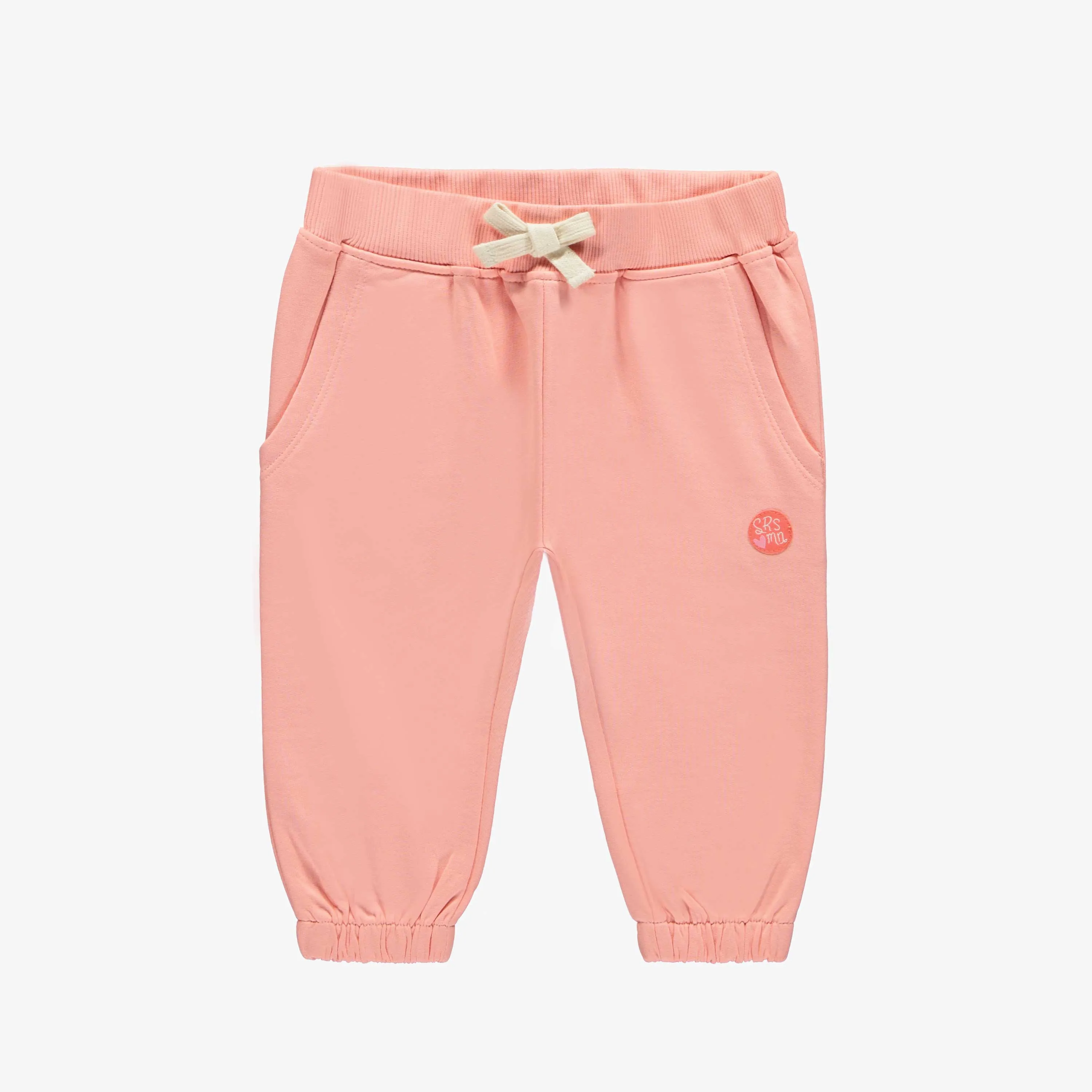 Pantalon coupe décontractée rose en coton français, bébé || Relaxed fit pants pink in French terry, baby 