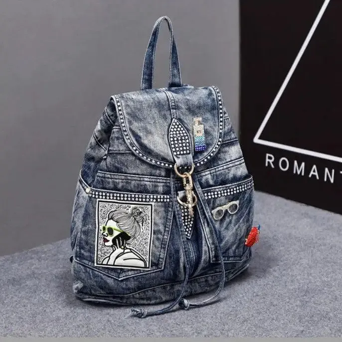 Patches And Shiny Rivets And Safety Clasp Backpack