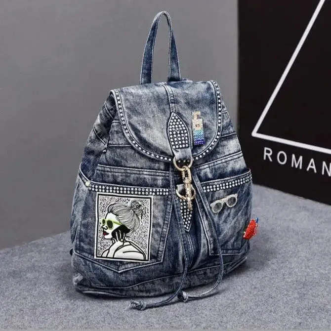Patches And Shiny Rivets And Safety Clasp Backpack