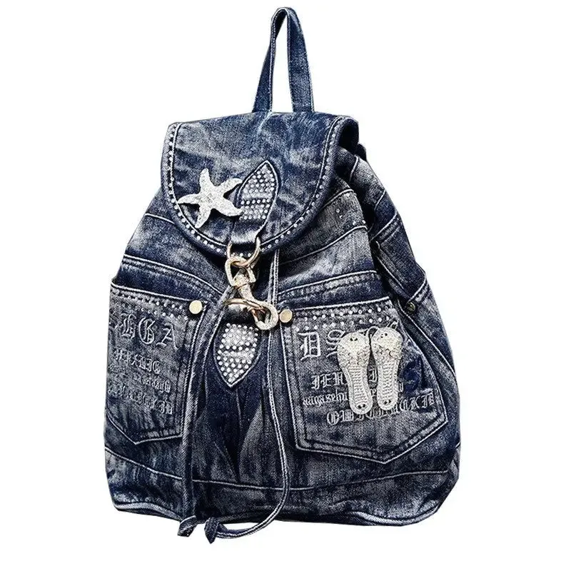 Patches And Shiny Rivets And Safety Clasp Backpack