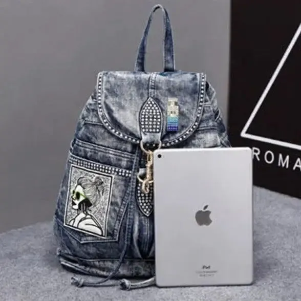 Patches And Shiny Rivets And Safety Clasp Backpack