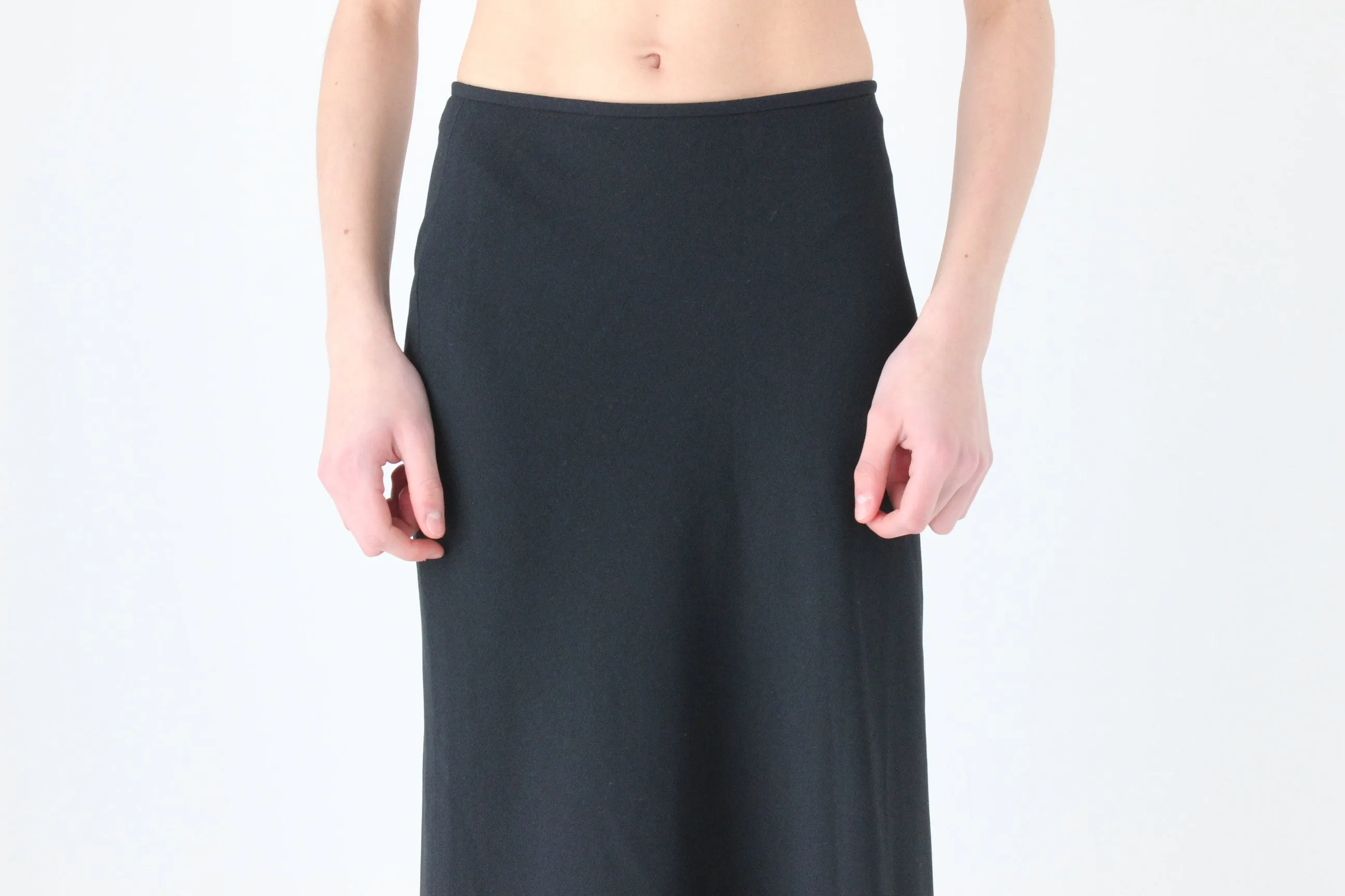 Perfect 90s Minimal Black Crepe Skirt