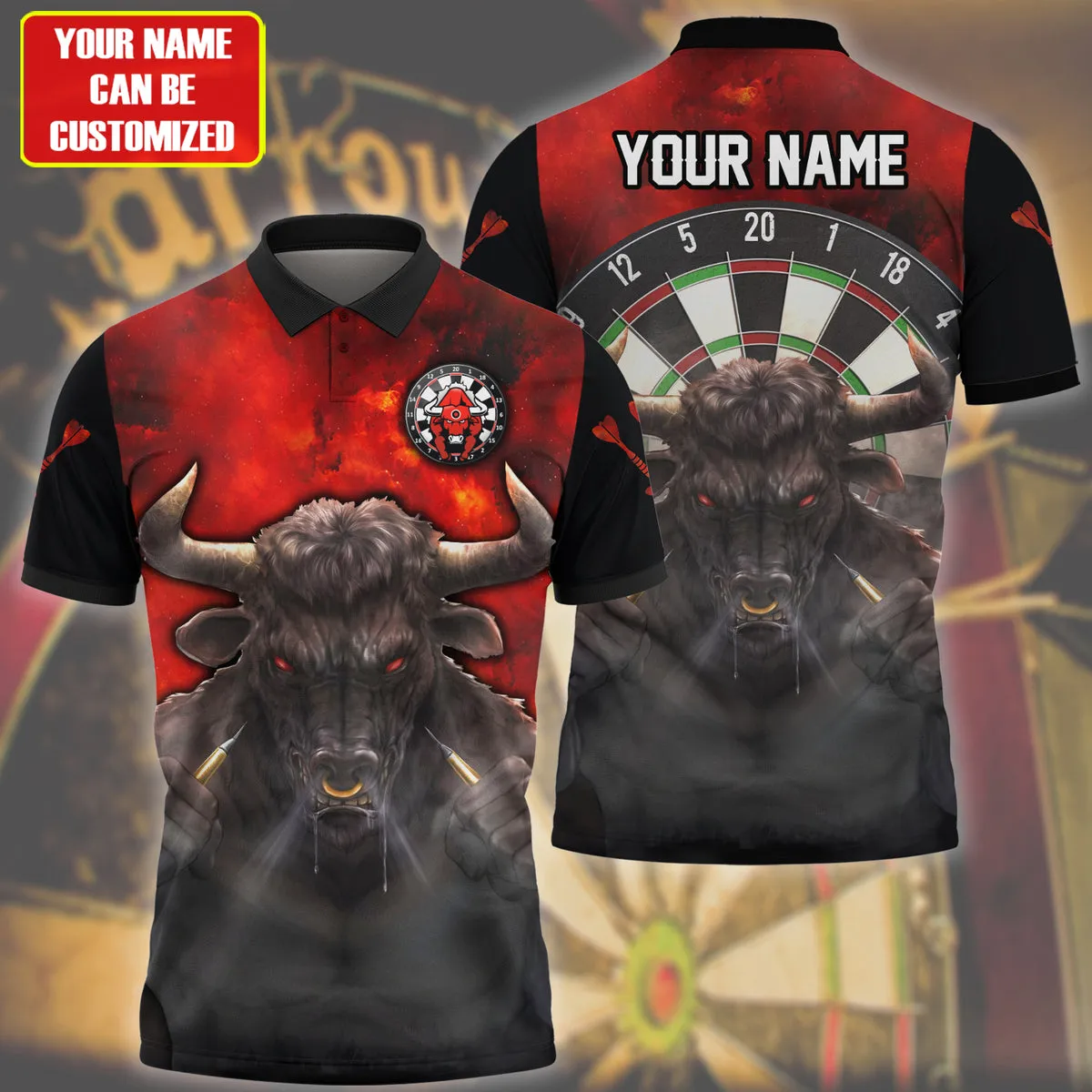 Personalized Buffalo Red Dart Polo Shirt, Gift for Dart Lover, Dart Polo Shirt
