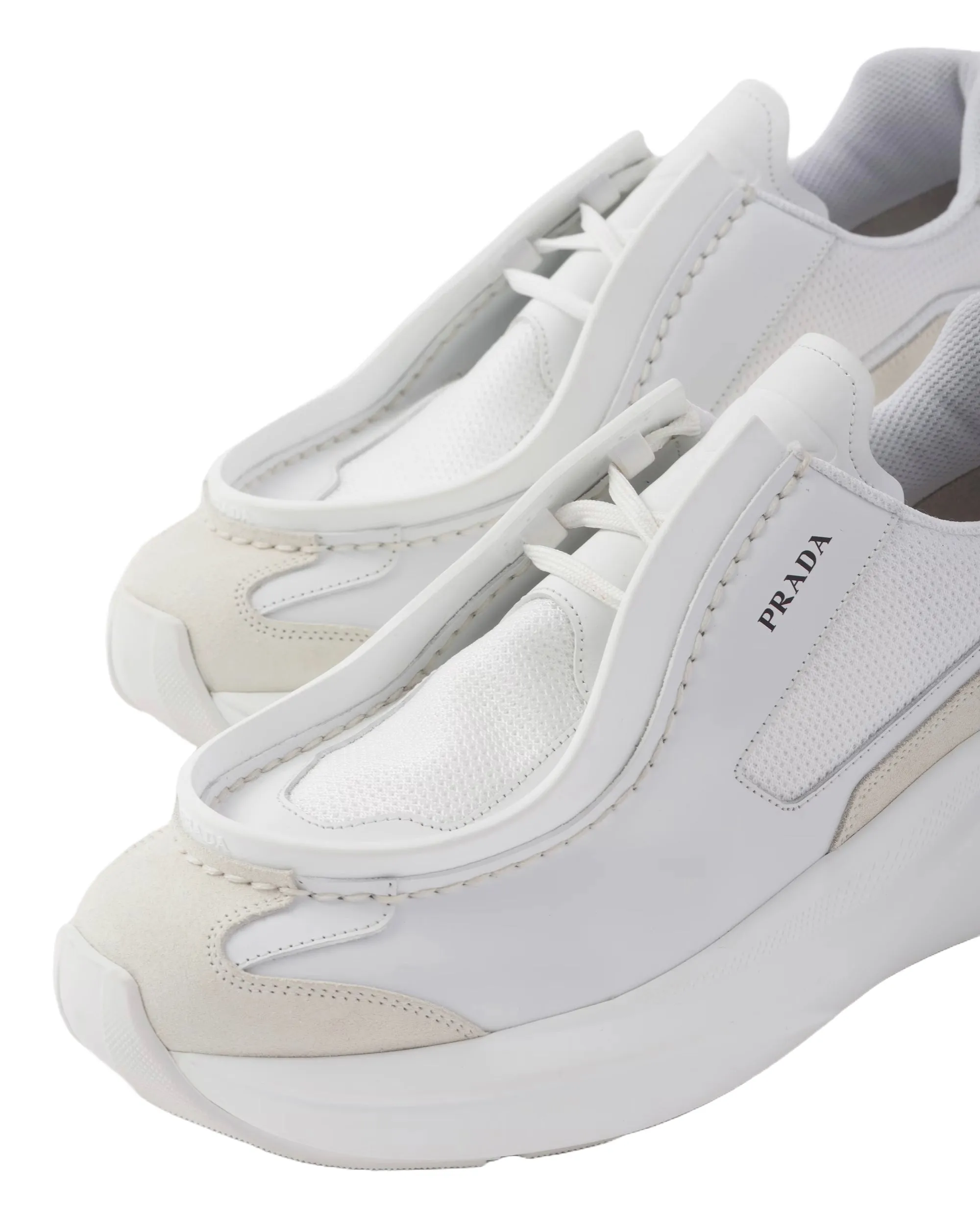 Prada Systeme Brushed Leather Sneakers