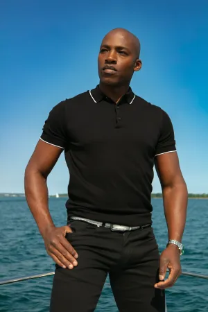 Prague 3 Button Polo Black