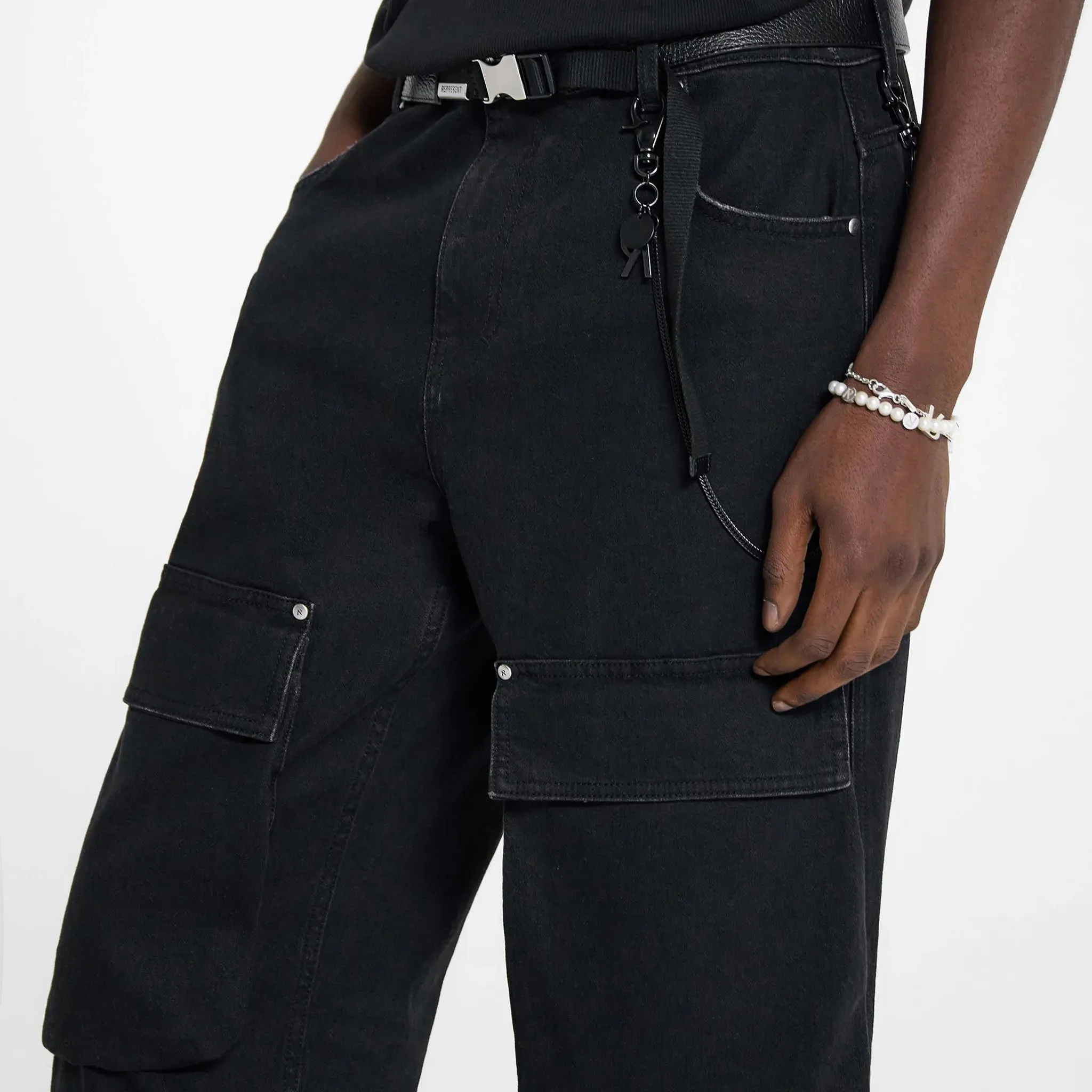 Represent Cargo Denim Black