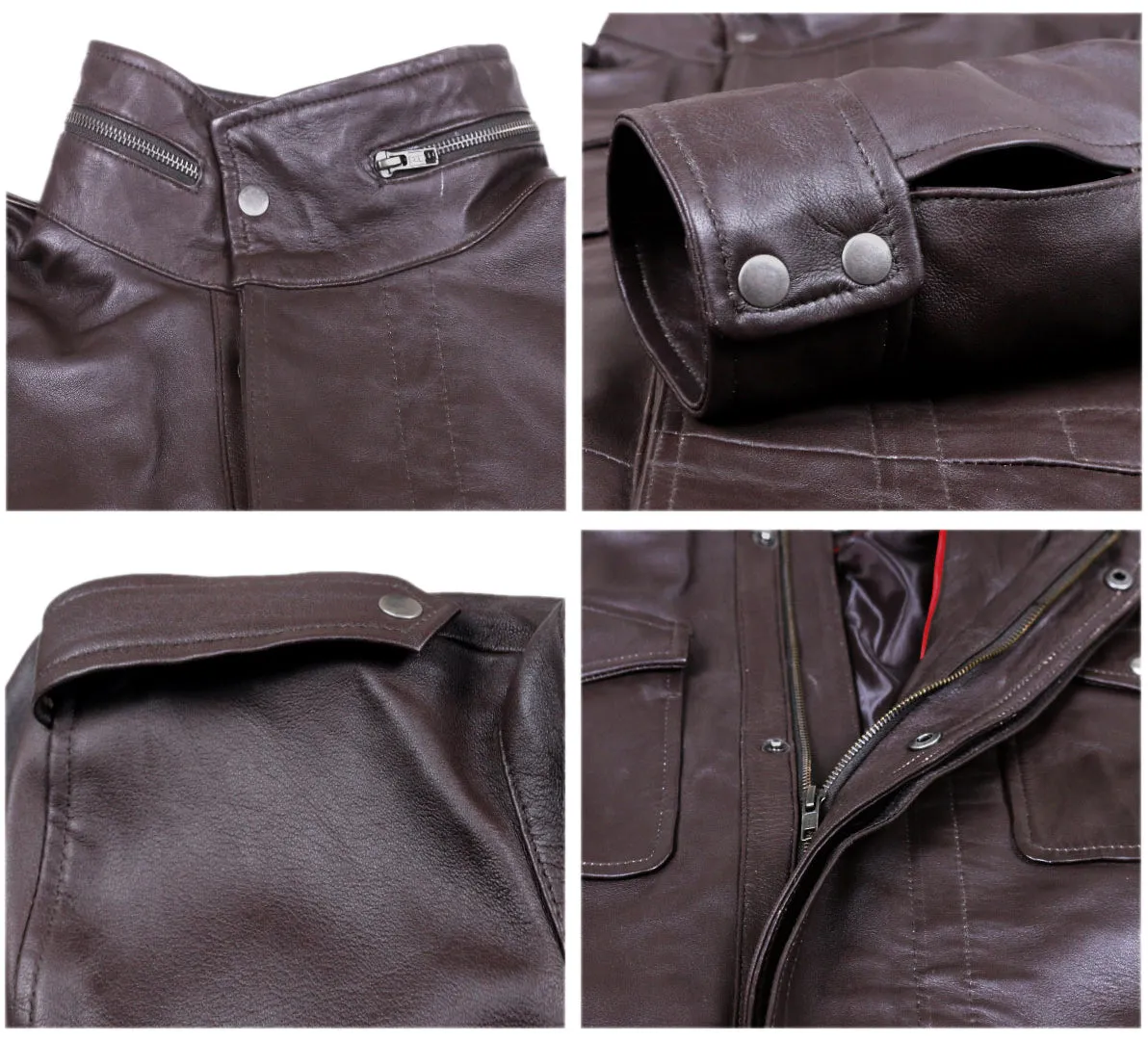 Rilor Stand Collar Long Leather Coat