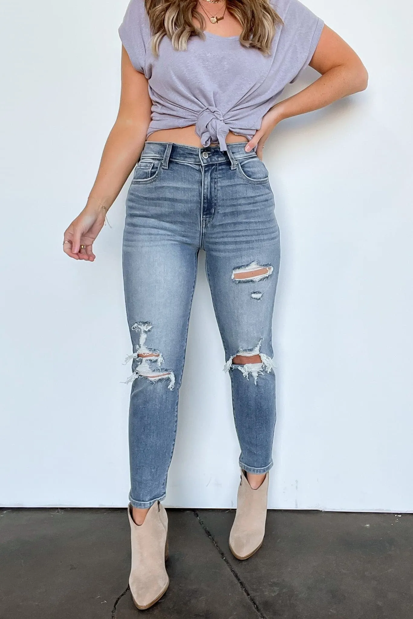 Stevenson Super High Rise Distressed Mom Jeans - FINAL SALE