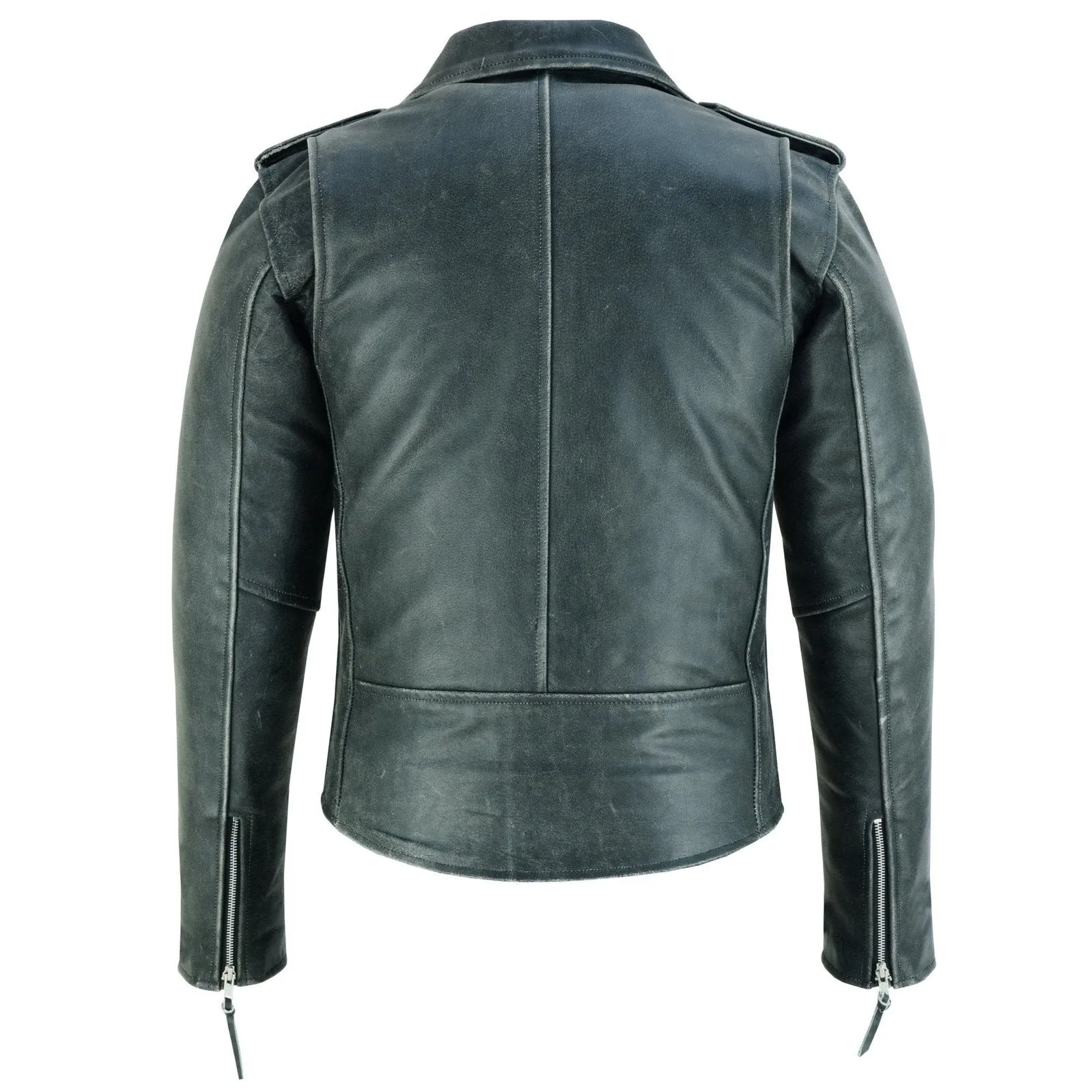 Terminator Mens Premium Stonewash Leather Marlon Brando Biker Motorcycle Jacket