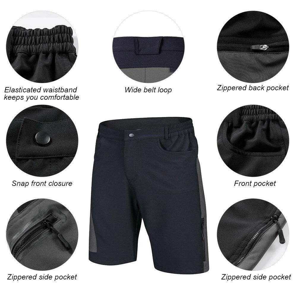 TOMSHOO Men's Baggy Cycling Shorts Breathable Loose-Fit Outdoor Sports MTB Cycling Running Shorts