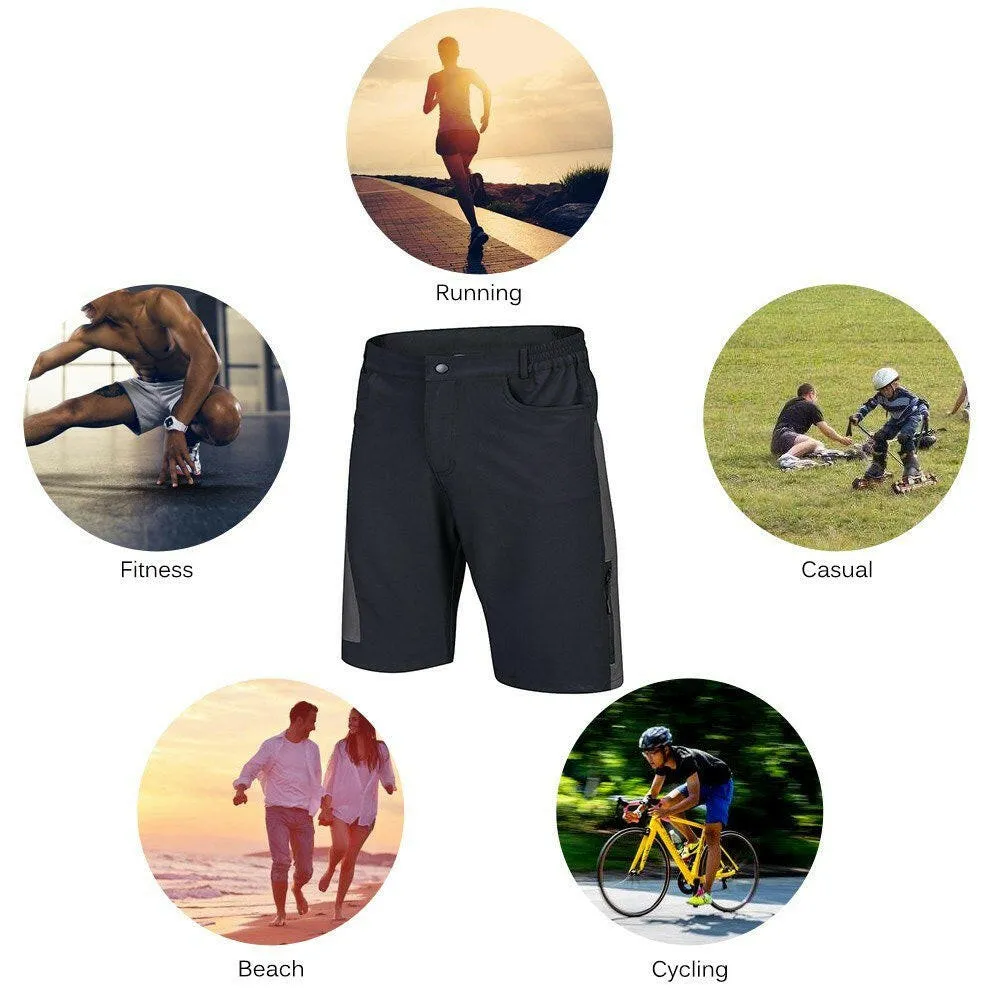 TOMSHOO Men's Baggy Cycling Shorts Breathable Loose-Fit Outdoor Sports MTB Cycling Running Shorts