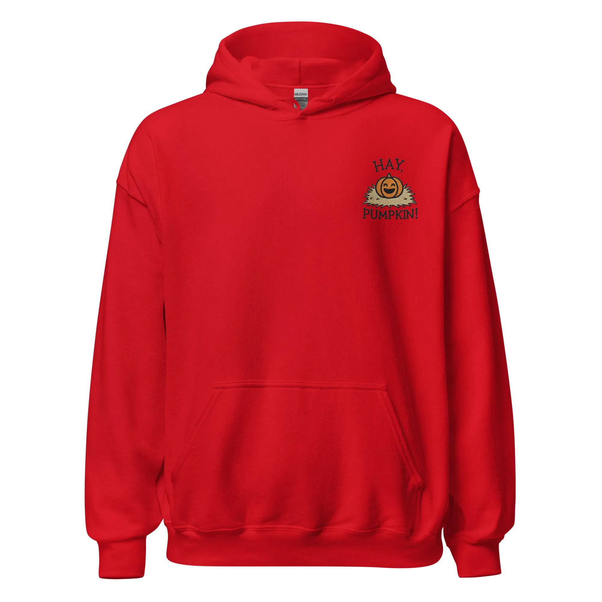 Unisex Fall Embroidered Hoodie – "Hay, Pumpkin" – Cozy Fall Hoodie for Autumn Lovers