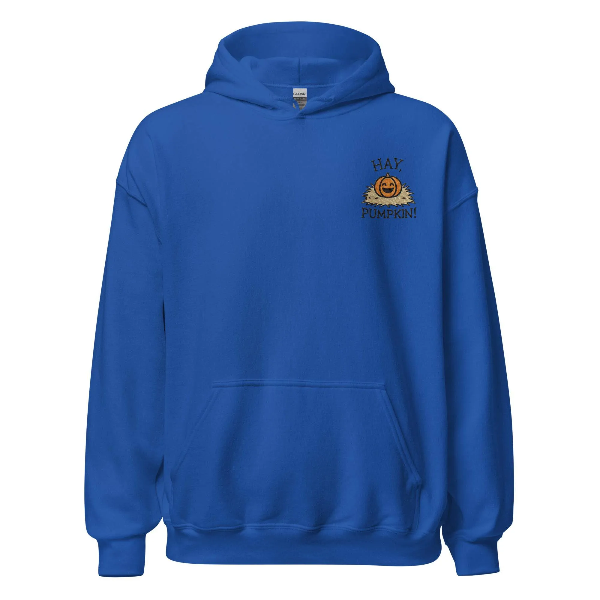 Unisex Fall Embroidered Hoodie – "Hay, Pumpkin" – Cozy Fall Hoodie for Autumn Lovers