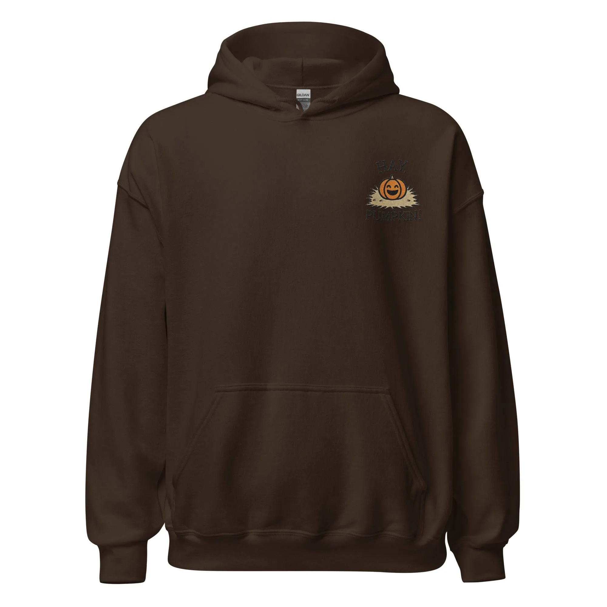 Unisex Fall Embroidered Hoodie – "Hay, Pumpkin" – Cozy Fall Hoodie for Autumn Lovers