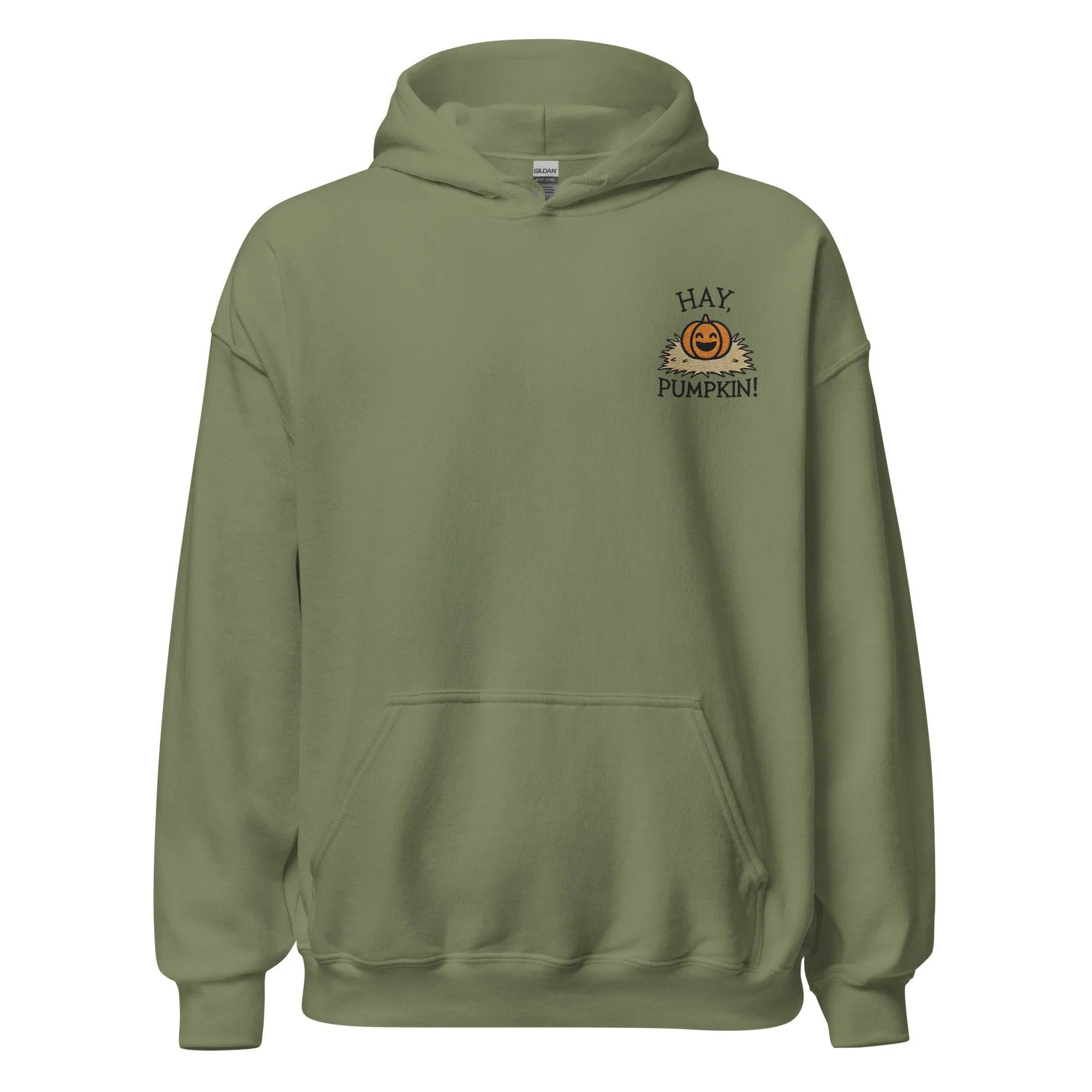 Unisex Fall Embroidered Hoodie – "Hay, Pumpkin" – Cozy Fall Hoodie for Autumn Lovers