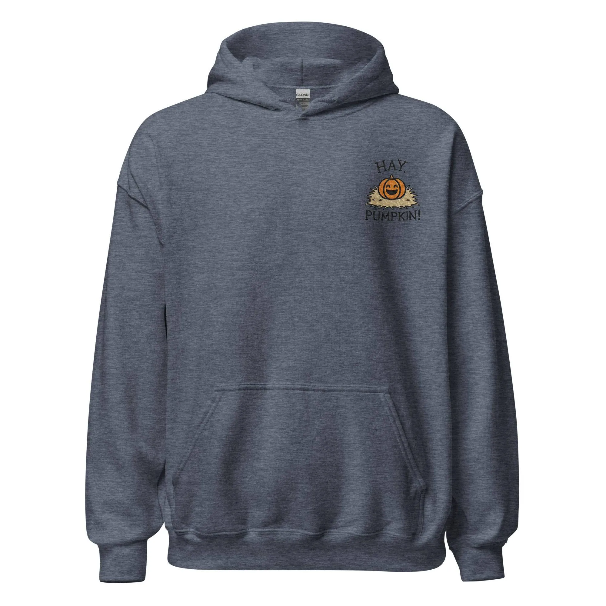 Unisex Fall Embroidered Hoodie – "Hay, Pumpkin" – Cozy Fall Hoodie for Autumn Lovers