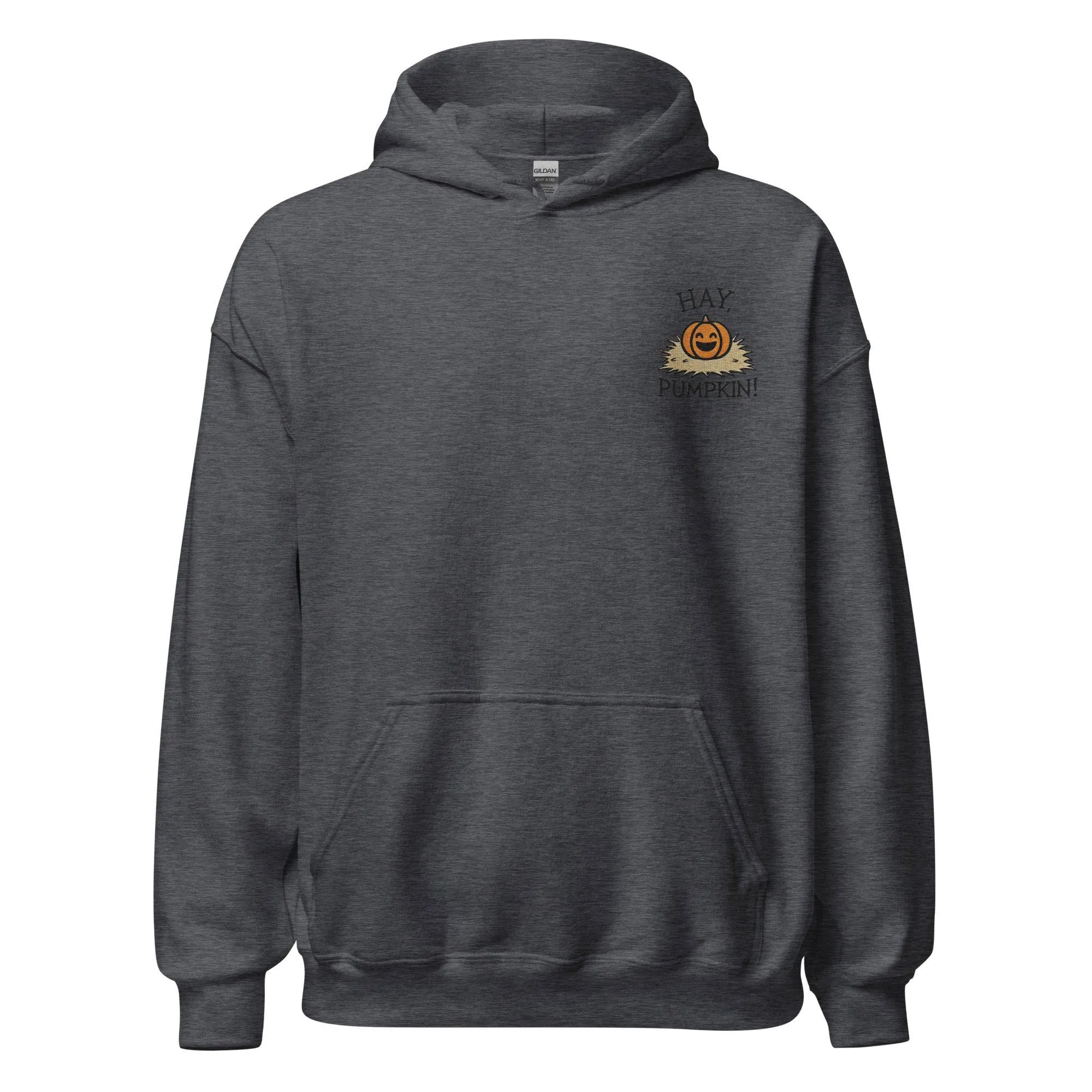 Unisex Fall Embroidered Hoodie – "Hay, Pumpkin" – Cozy Fall Hoodie for Autumn Lovers