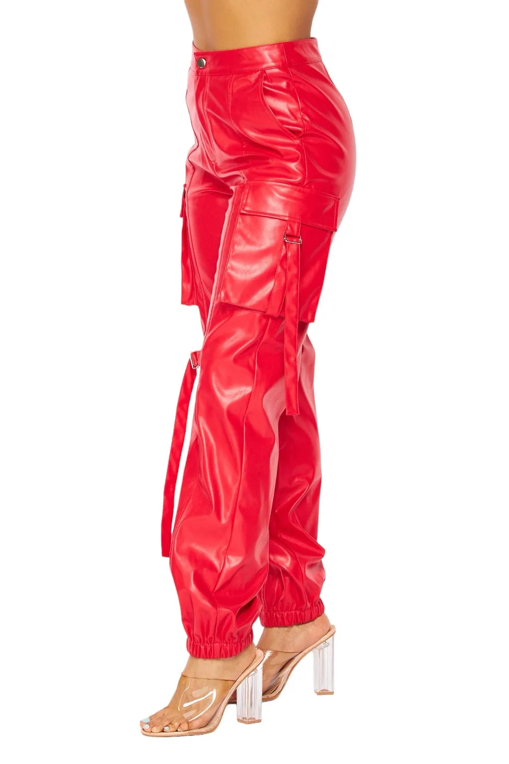 Vegan Leather Cargo Pants