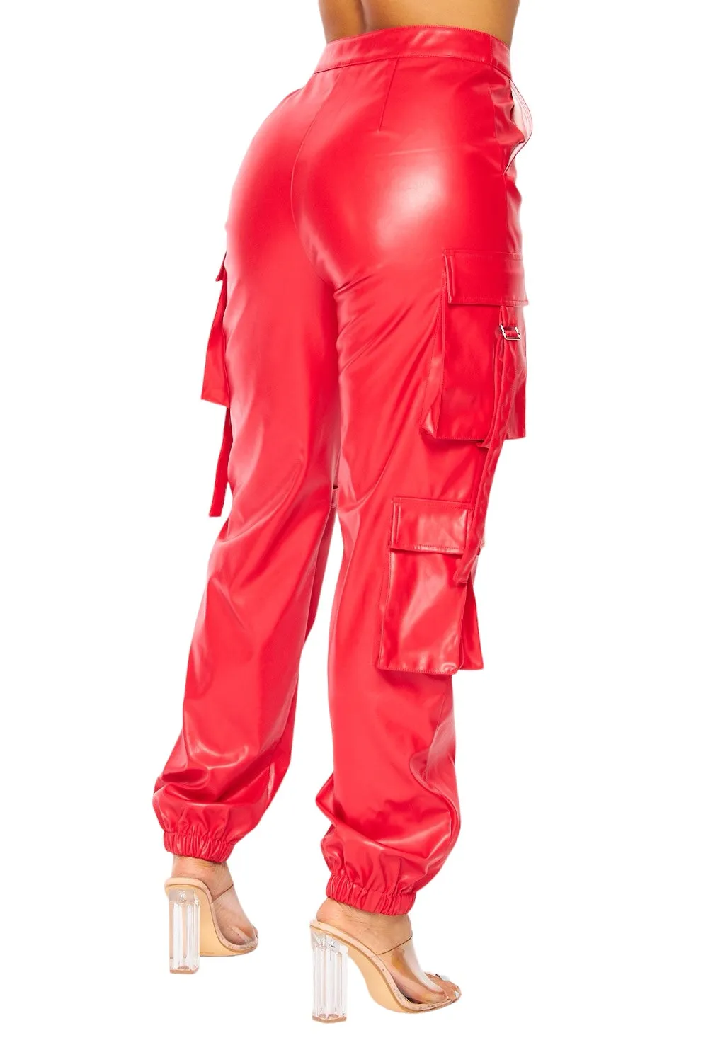 Vegan Leather Cargo Pants