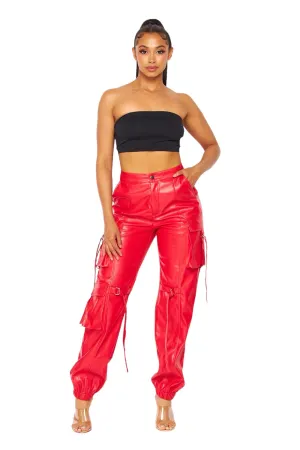Vegan Leather Cargo Pants