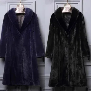 Velvet Slimming Warm Faux Fur Long Coat