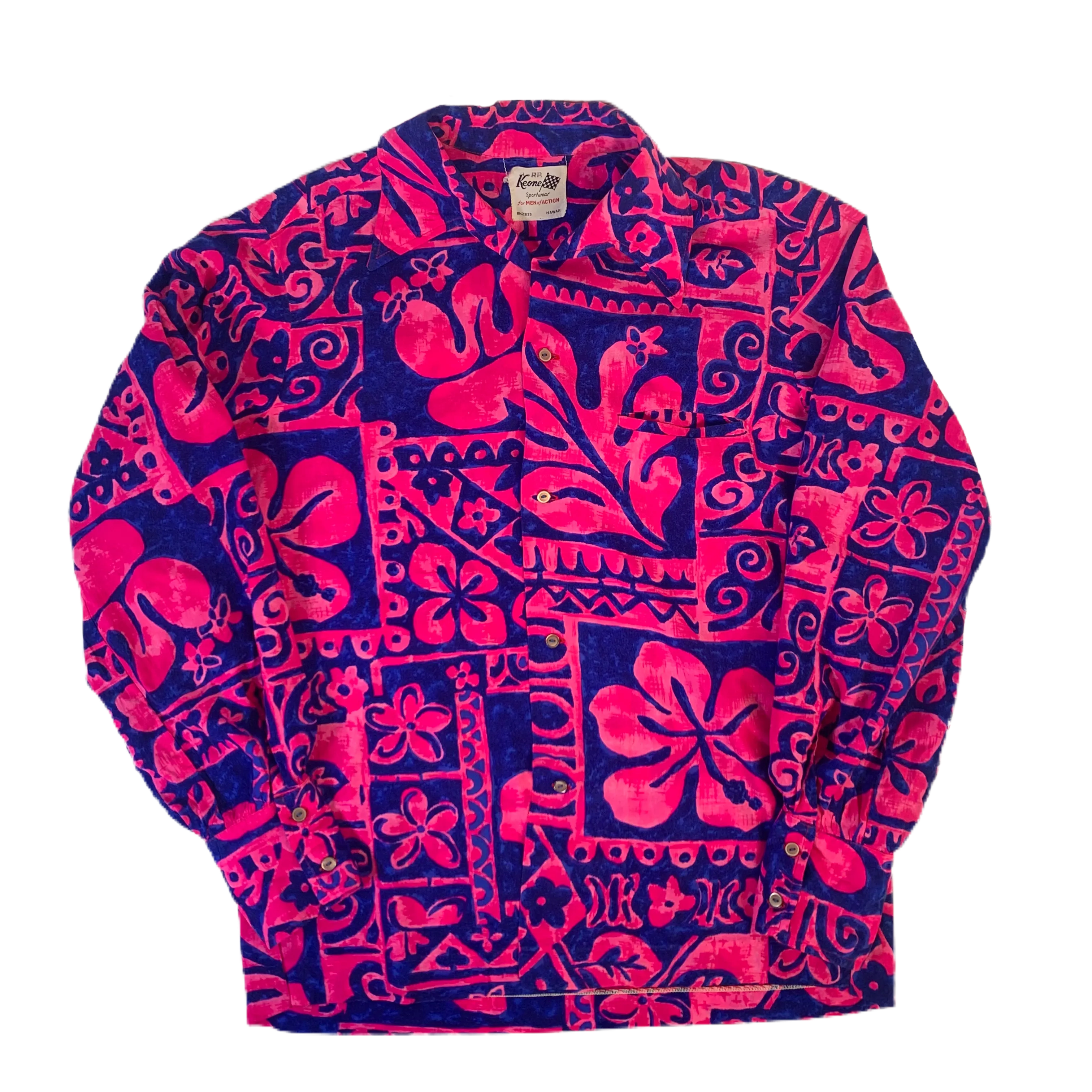 Vintage Keone Sportswear "Open Collar" Hawaii Long Sleeve Shirt