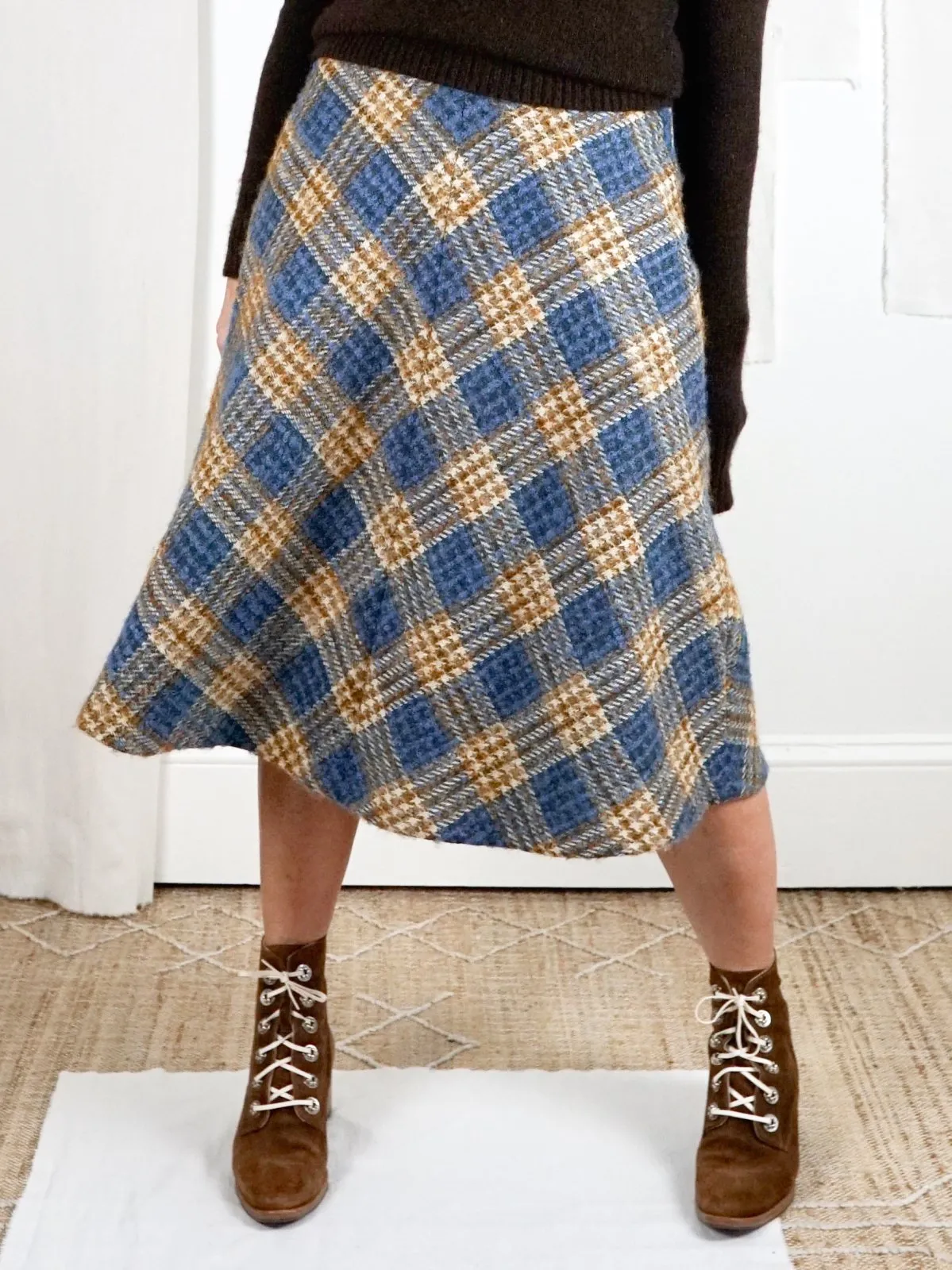 Vintage Plaid German Wool Skirt