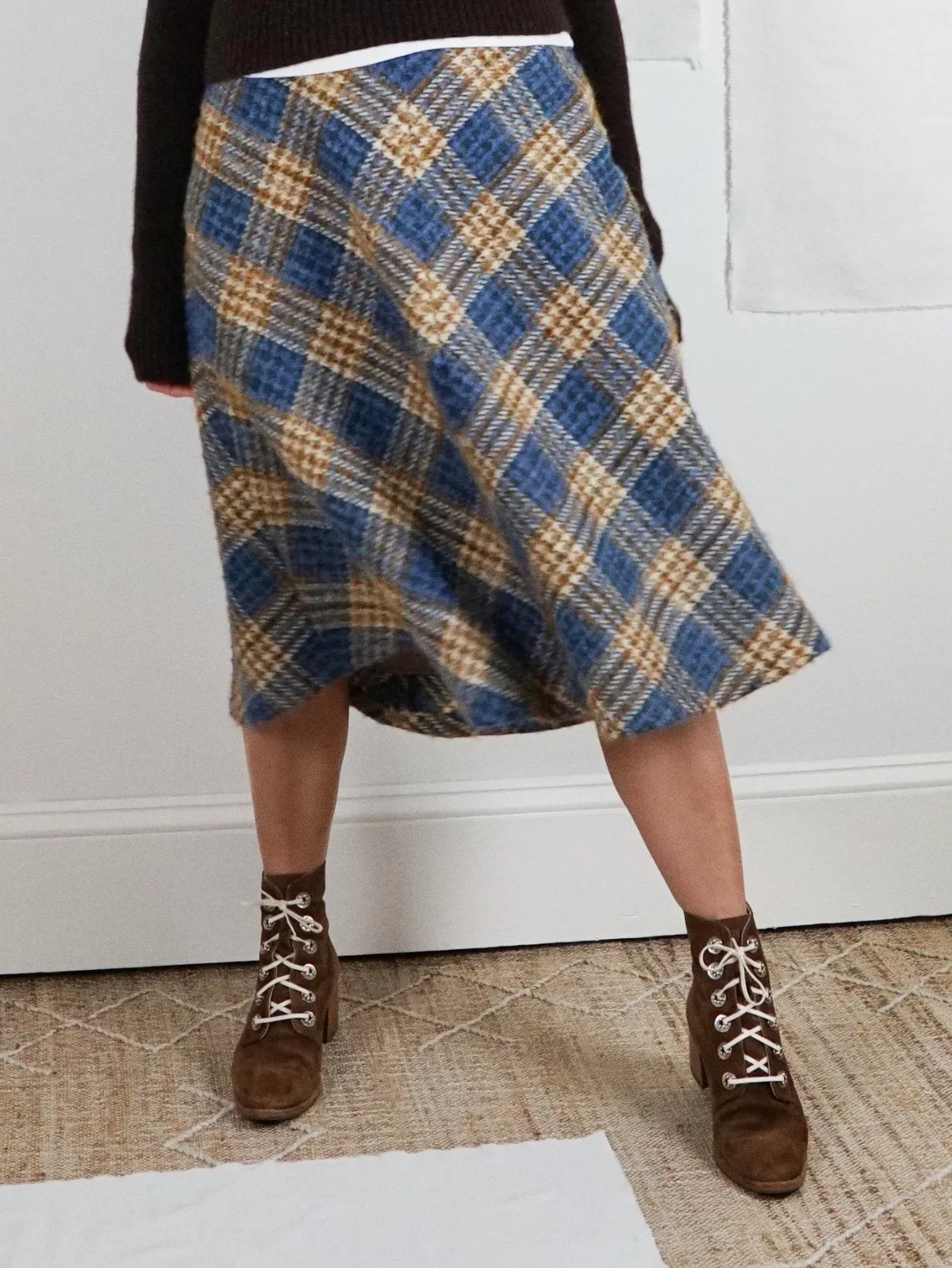 Vintage Plaid German Wool Skirt