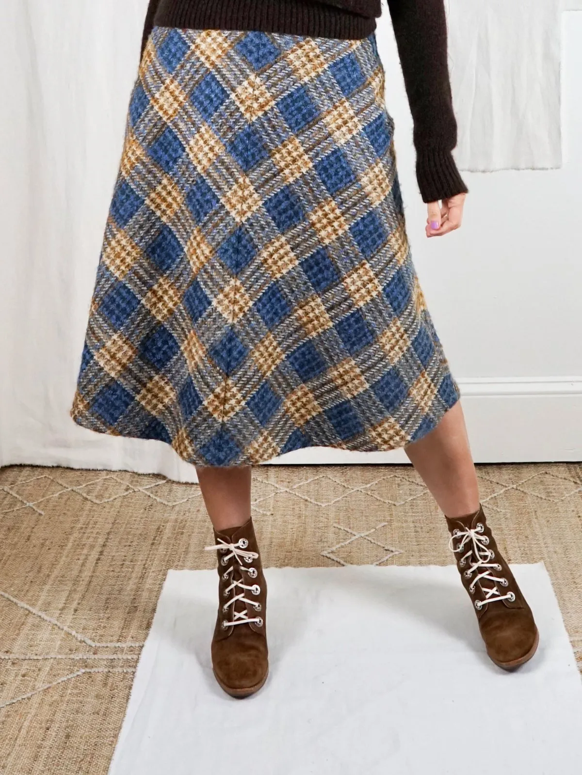 Vintage Plaid German Wool Skirt